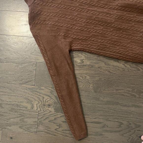 Cableknit Embroidered Fall Leaves Brown Sweater Skirt Set Wool Cottagecore - Picture 5 of 8